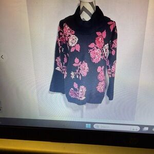 Black and Pink Floral Sweater